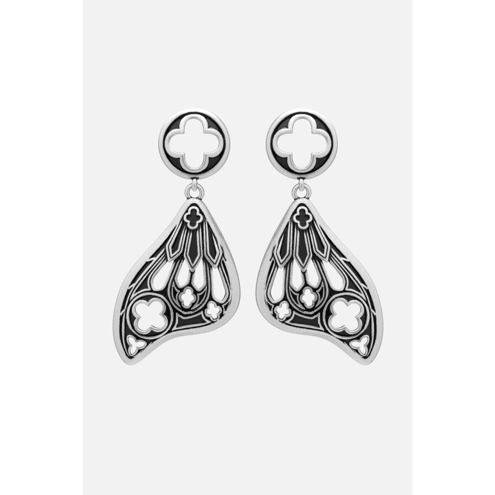 Restyle - Sanctuary moth Des boucles d'oreilles - Noir/Couleur argent